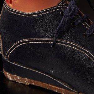 1970s Blue Leather Ankle Boots Shoes